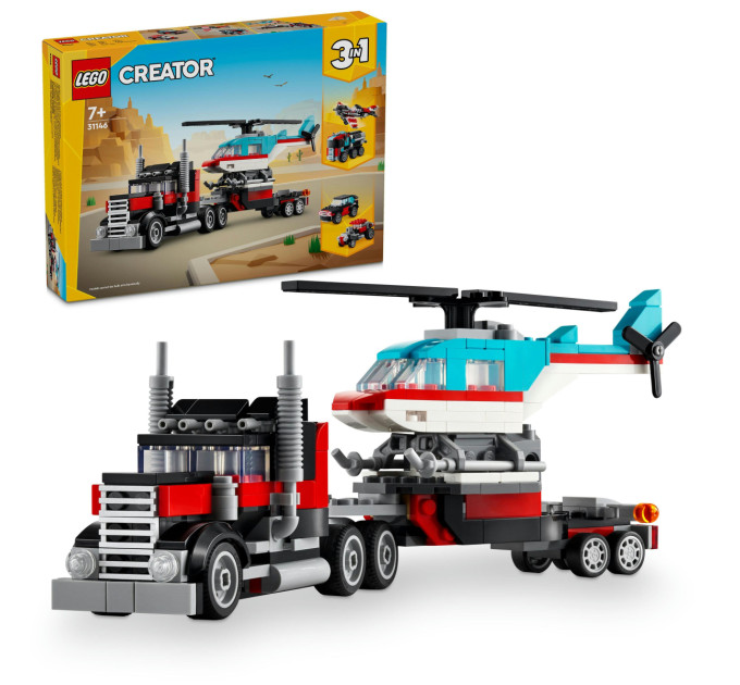 LEGO Конструктор LEGO Creator Бортова вантажівка з гелікоптером 270 деталей (31146)