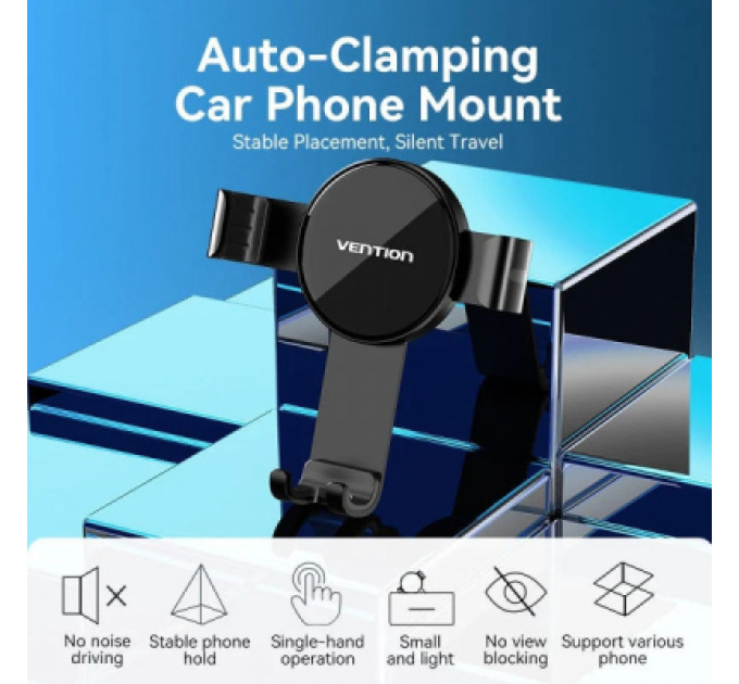 Vention Універсальний автотримач Vention 4.7-7.2" Car Phone Mount With Duckbill Clip Black (KCGB0)
