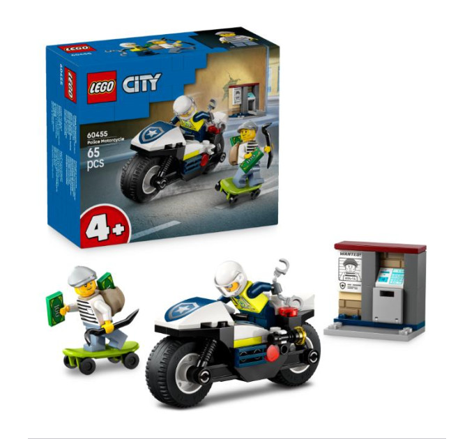 Конструктор LEGO City Переслідування на поліцейському мотоциклі (60455)