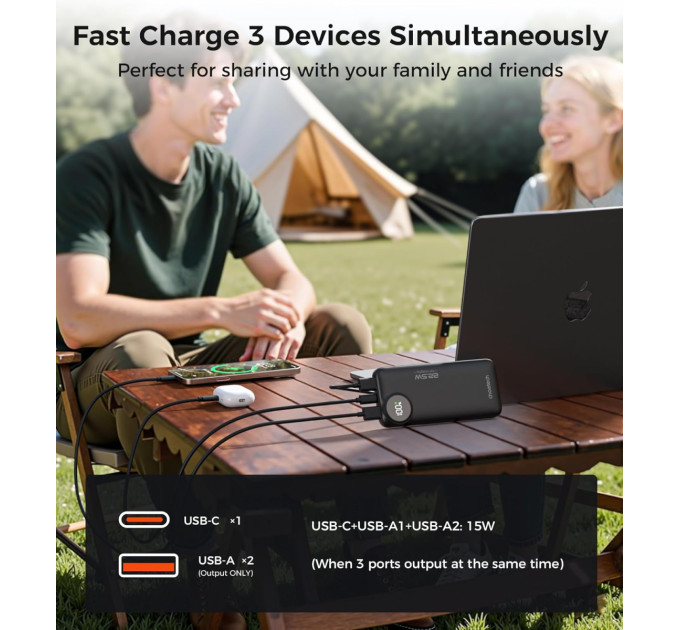Choetech Батарея універсальна Choetech 10000mAh, 22.5W, PD, QC/3.0, Black (M15-B791-ACBK-NG)