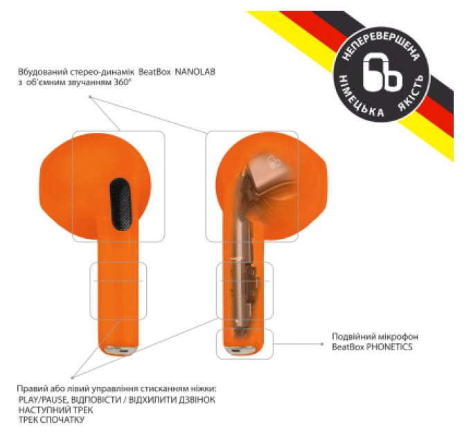 BeatBox Навушники BeatBox PODS PRO 6 Orange (bbppro6o)