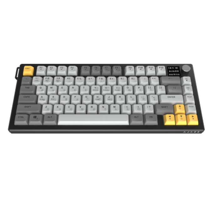 Ajazz Клавіатура Ajazz AF82 Wireless/Bluetooth/USB UA Black/Gray/Yellow (AF82-BGY)