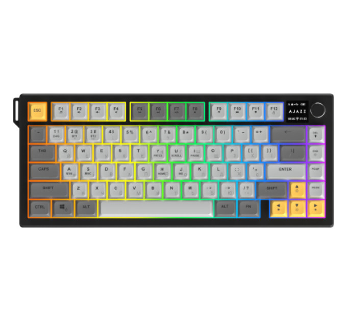 Ajazz Клавіатура Ajazz AF82 Wireless/Bluetooth/USB UA Black/Gray/Yellow (AF82-BGY)
