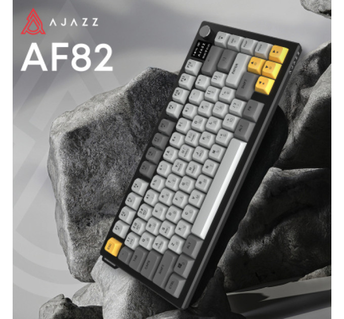Ajazz Клавіатура Ajazz AF82 Wireless/Bluetooth/USB UA Black/Gray/Yellow (AF82-BGY)