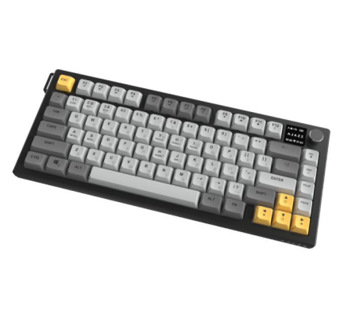 Ajazz Клавіатура Ajazz AF82 Wireless/Bluetooth/USB UA Black/Gray/Yellow (AF82-BGY)