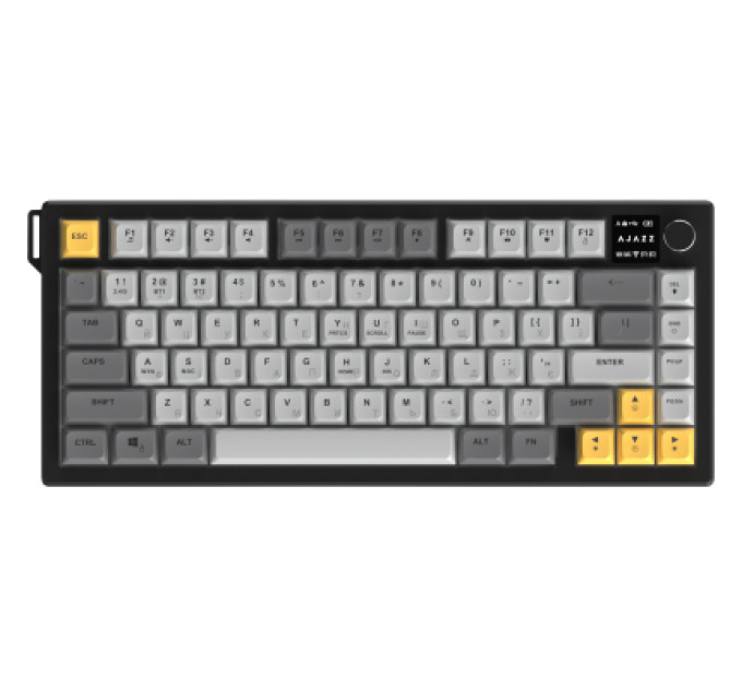 Ajazz Клавіатура Ajazz AF82 Wireless/Bluetooth/USB UA Black/Gray/Yellow (AF82-BGY)