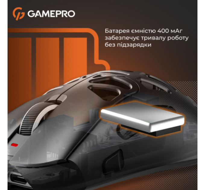GamePro Мишка GamePro Genesis Hollow Wireless/Bluetooth/USB Black (GM870HB)