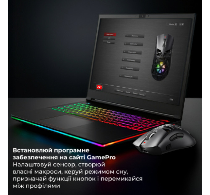 GamePro Мишка GamePro Genesis Hollow Wireless/Bluetooth/USB Black (GM870HB)