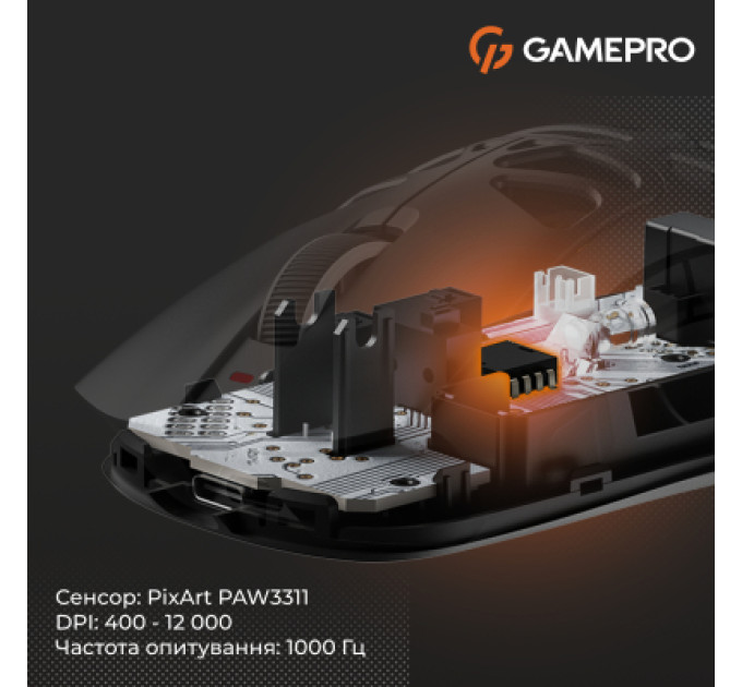 GamePro Мишка GamePro Genesis Hollow Wireless/Bluetooth/USB Black (GM870HB)