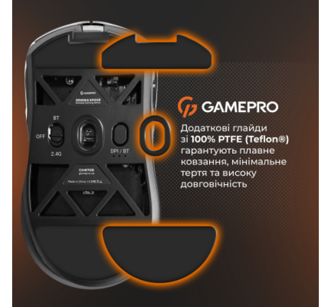 GamePro Мишка GamePro Genesis Hollow Wireless/Bluetooth/USB Black (GM870HB)