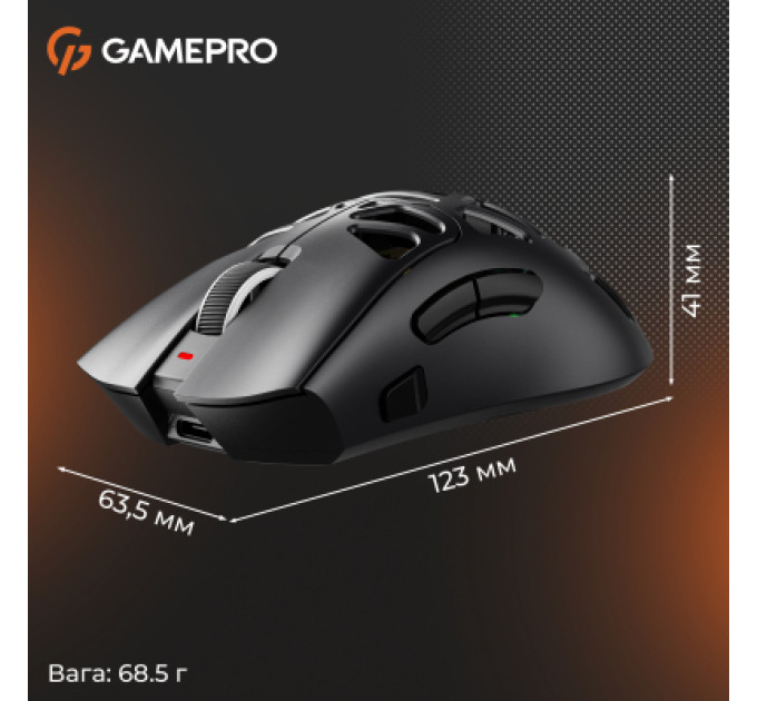 GamePro Мишка GamePro Genesis Hollow Wireless/Bluetooth/USB Black (GM870HB)