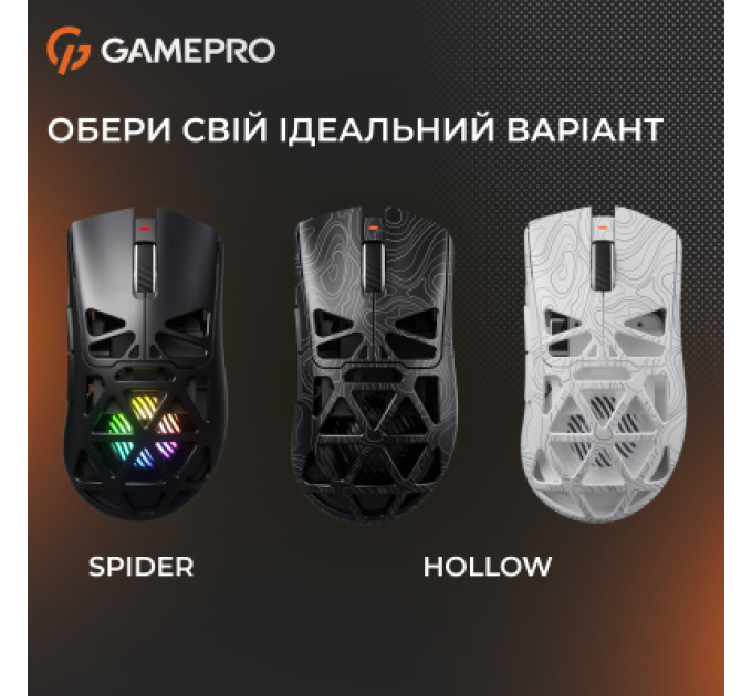 GamePro Мишка GamePro Genesis Hollow Wireless/Bluetooth/USB Black (GM870HB)