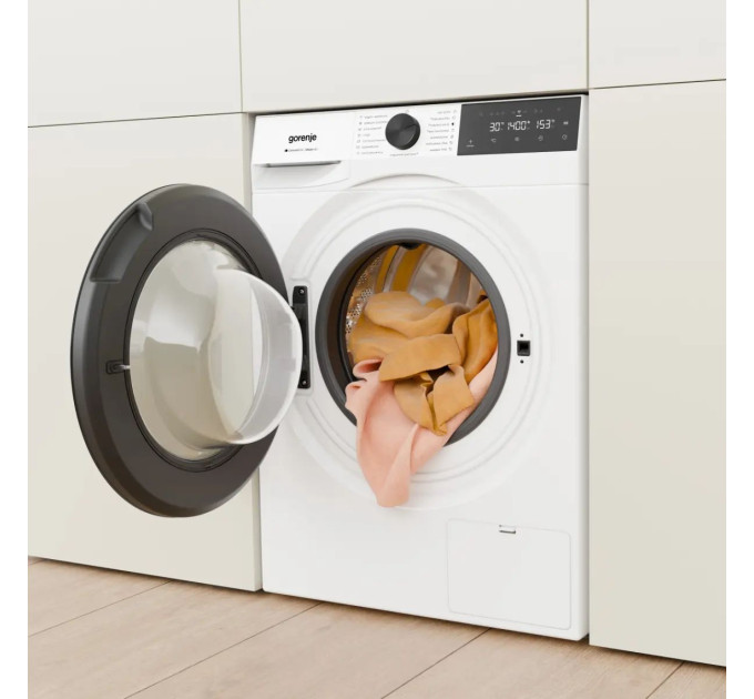 Пральна машина Gorenje фронтальна, 8кг, 1400, A++, 46см, дисплей, пара, Wi-Fi, білий