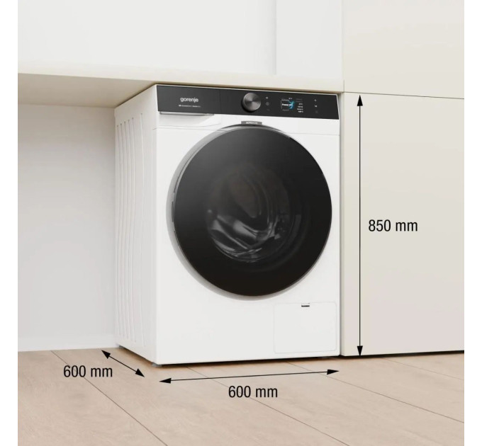 Пральна машина Gorenje фронтальна, 10кг, 1400, A+++, 60см, дисплей, пара, Wi-Fi, інвертор, білий