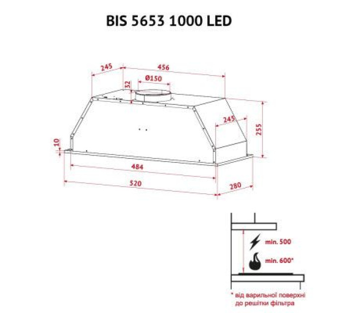 Perfelli Витяжка кухонна Perfelli BIS 5653 BL 1000 LED
