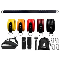 Модульний тренувальний набір із перекладиною та 5 еспандерами-трубками з термопластичної гуми TRSET02 FITPADDY