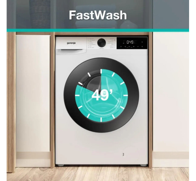Пральна машина Gorenje фронтальна, 8кг, 1400, A+++, 51см, дисплей, пара, білий