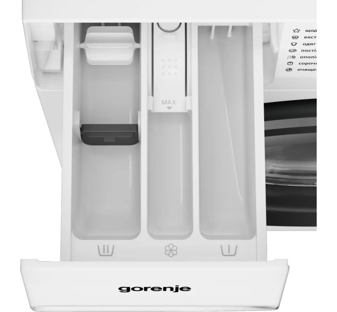 Пральна машина Gorenje фронтальна, 8кг, 1400, A+++, 51см, дисплей, пара, білий