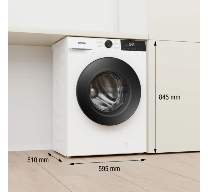 Пральна машина Gorenje фронтальна, 8кг, 1400, A+++, 51см, дисплей, пара, білий