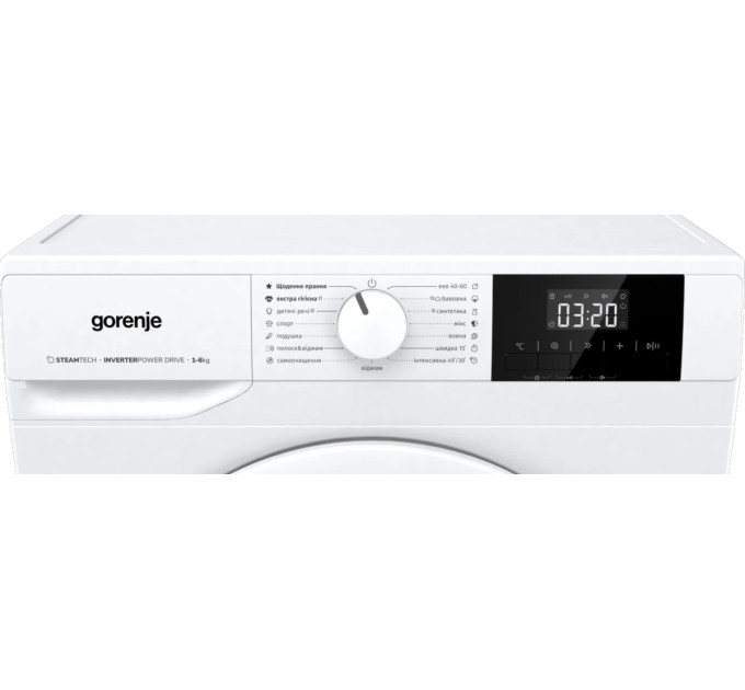 Пральна машина Gorenje фронтальна, 6кг, 1000, A++, 42см, дисплей, пар, інвертор, білий