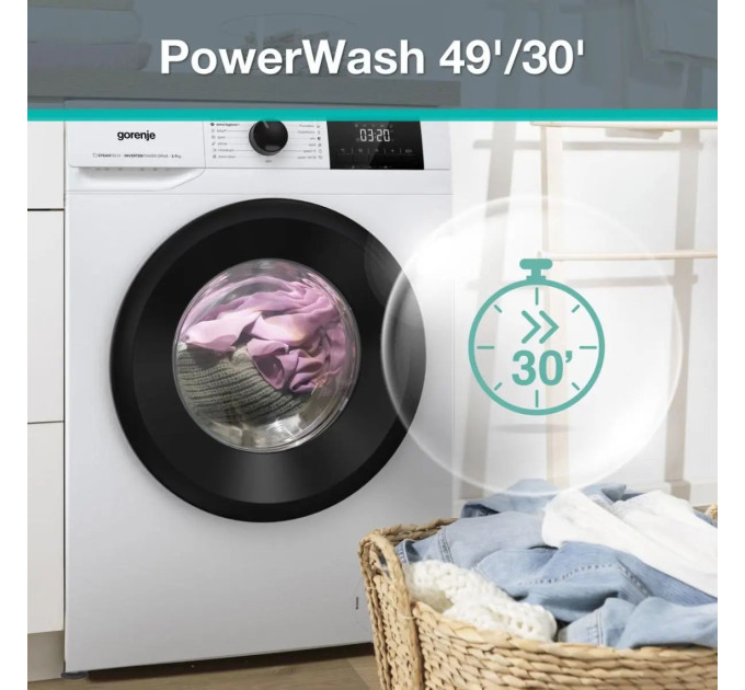Пральна машина Gorenje фронтальна, 6кг, 1000, A++, 42см, дисплей, пар, інвертор, білий