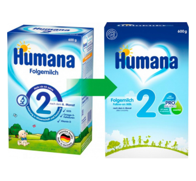 Humana Дитяча суміш Humana 2 молочна з пребіотиками, 600 г (4031244720238)