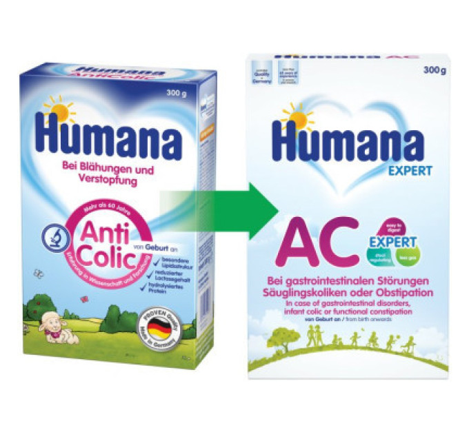 Humana Дитяча суміш Humana AC Expert У разі дитячих кольок і запорів 300 г (4031244720467)