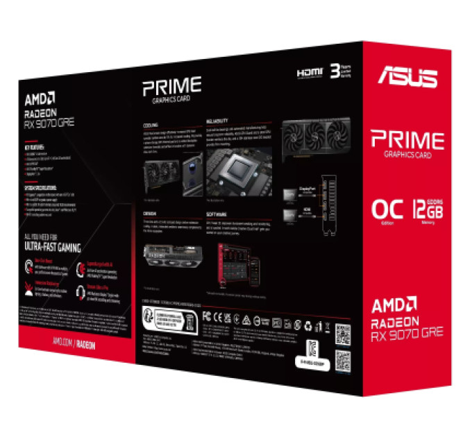 ASUS Відеокарта ASUS Radeon RX 9070 GRE 12Gb PRIME OC (PRIME-RX9070GRE-O12G)