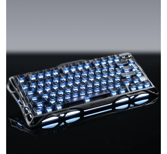 Клавіатура механічна GravaStar Mercury K1 80keys, GravaStar x Kailh Cheery Pink, EN, BT/WL/USB, Stealth Black