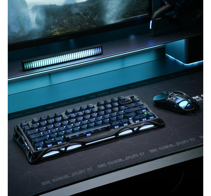 Клавіатура механічна GravaStar Mercury K1 80keys, GravaStar x Kailh Cheery Pink, EN, BT/WL/USB, Stealth Black