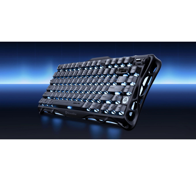 Клавіатура механічна GravaStar Mercury K1 80keys, GravaStar x Kailh Cheery Pink, EN, BT/WL/USB, Stealth Black