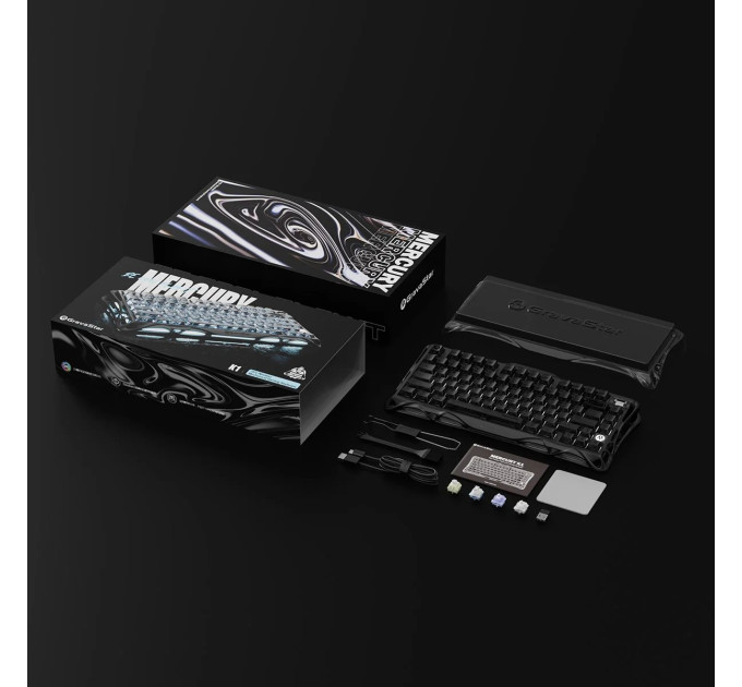Клавіатура механічна GravaStar Mercury K1 80keys, GravaStar x Kailh Cheery Pink, EN, BT/WL/USB, Stealth Black