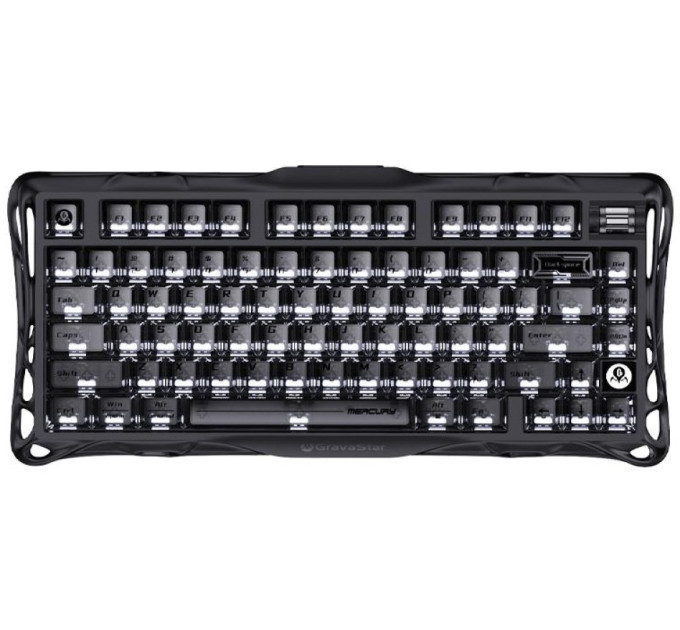 Клавіатура механічна GravaStar Mercury K1 80keys, GravaStar x Kailh Cheery Pink, EN, BT/WL/USB, Stealth Black