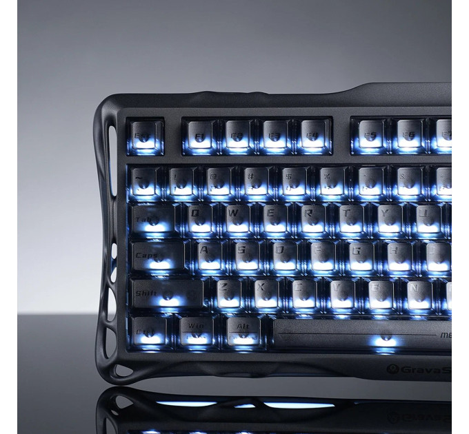 Клавіатура механічна GravaStar Mercury K1 80keys, GravaStar x Kailh Cheery Pink, EN, BT/WL/USB, Stealth Black