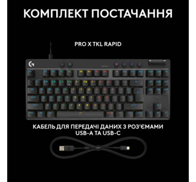 Logitech Клавіатура Logitech G PRO X TKL Rapid Linear USB UA Black (920-013233)