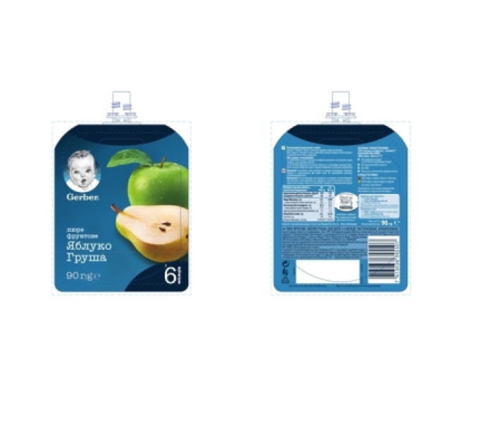 Gerber Дитяче пюре Gerber Pouch Яблуко і груша, 90 г (7613036345507)