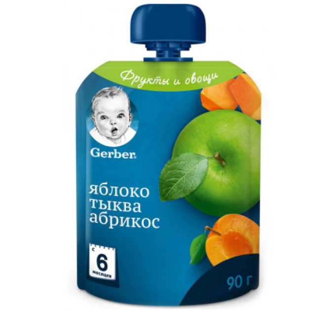 Gerber Дитяче пюре Gerber Яблуко Гарбуз Абрикос 90 г (7613036034999)
