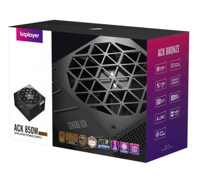 1stPlayer Блок живлення 1stPlayer HA-850AA2 850W (ACK-BRZ-850-BK-EU)