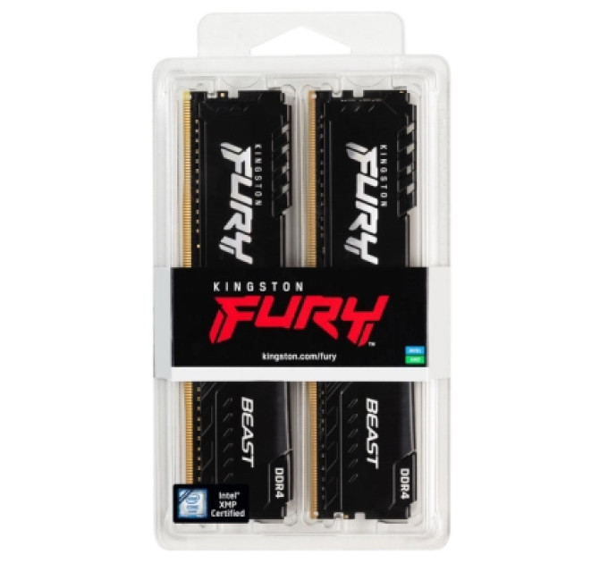 Модуль пам'яті для комп'ютера DDR4 16GB (2x8GB) 3200 MHz Black Kingston Fury (ex.HyperX) (KF432C16BBK2/16WP)