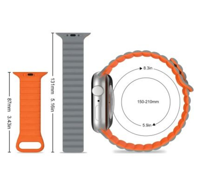 Drobak Ремінець до смарт-годинника Drobak Silicone Magnetic Link для Apple Watch All Series Ultra 2 49/45/44/42mm Midnight blue (898927)