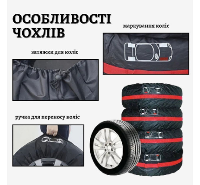 Poputchik Чохол для зберігання автомобільних коліс Poputchik М R14-17, 4 шт (16-001/4шт)