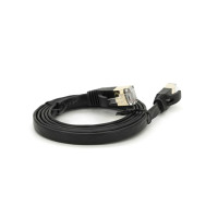 Патч-корд 1м UTP cat.7, CU, RJ45, плоский, black Weepda (PCMF-CU7/1.0Bk)