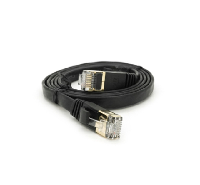 Weepda Патч-корд 1м UTP cat.7, CU, RJ45, плоский, black Weepda (PCMF-CU7/1.0Bk)