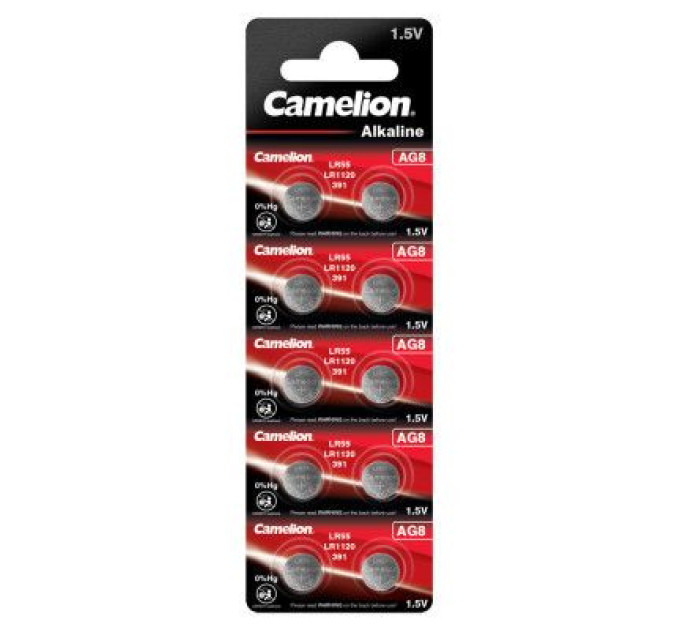 Camelion Батарейка AG8 / LR55 / LE1120 / 391 Alkaline * 10 Camelion (AG8-BP10)
