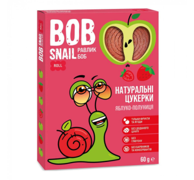 Bob Snail Цукерка Bob Snail Равлик Боб Яблучно-полуниця 60 г (4820162520415)