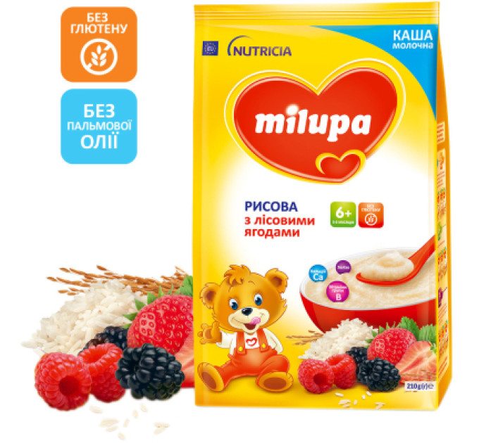 Milupa Дитяча каша Milupa Рисова молочна з лісовими ягодами 210 г (5900852047459)