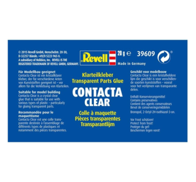 Revell Аксесуари до збірних моделей Revell Клей Contacta Clear професійний для прозорих деталей 20 гр (RVL-39609)