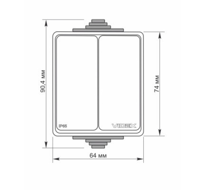 Videx Вимикач Videx BINERA IP65 зовнішній 2кл сірий (VF-BNW12-G)