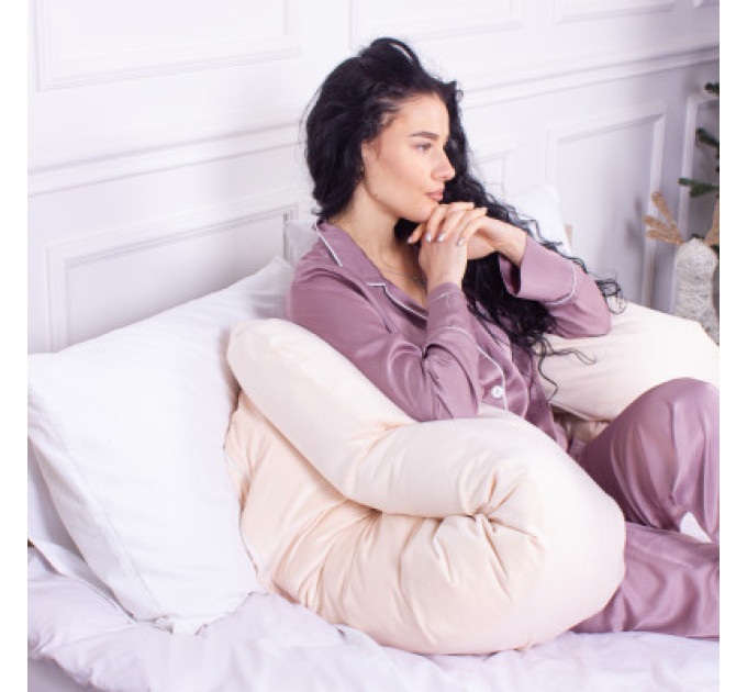 MirSon Подушка MirSon для вагітних і відпочинку Velvet Line №8019 U-подібна Cream (2200006178514)