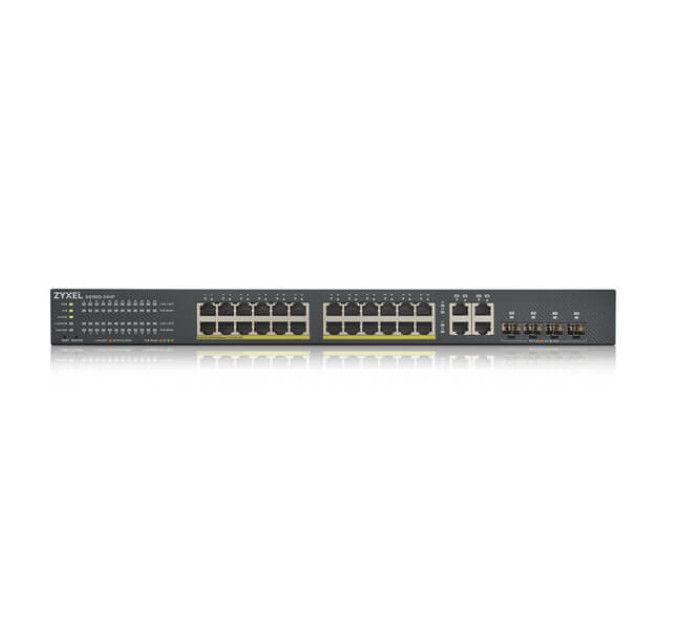 ZyXel Коммутатор ZYXEL GS1920-24HPv2 (GS192024HPV2-EU0101F) (24xGE PoE, 4xGE/SFP, Smart, NebulaFlex, Max PoE 375W)